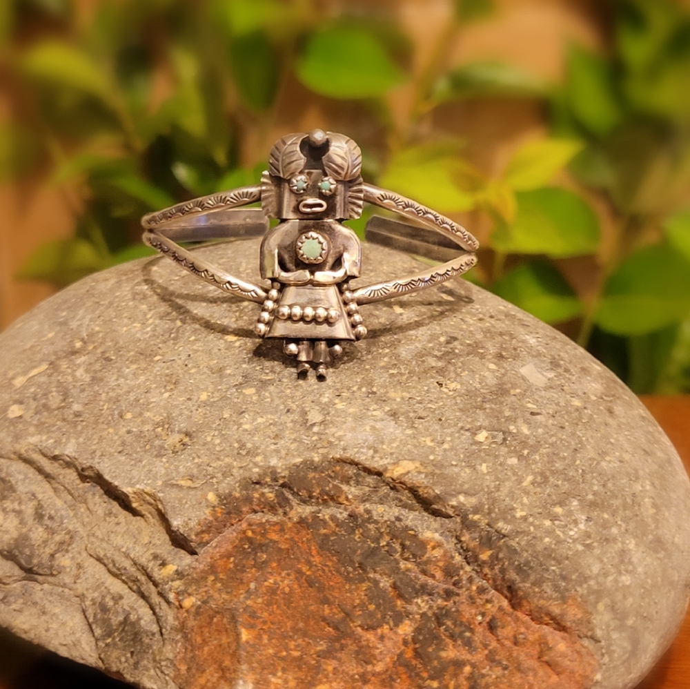 American Indian Kachina Doll Silver Bracelet